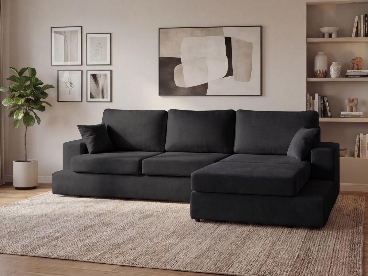 ECKSOFA Nesto Schwarz Rechts - Schwarz, Holz/Textil (165/260cm) - Graingold