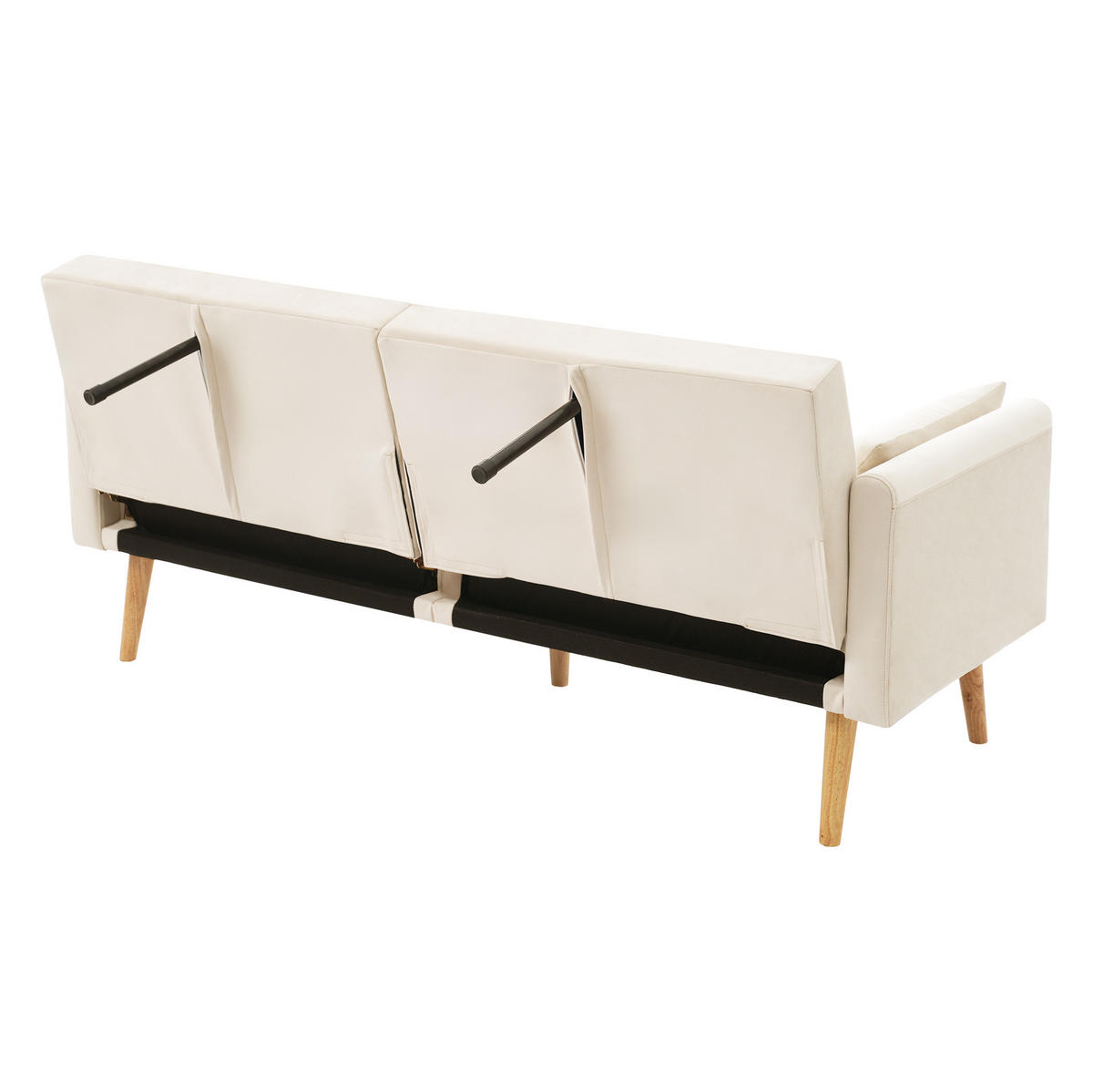 SCHLAFSOFA Samt mit verstellbarer Rückenlehne und Armlehnen Beige 180/75/82 cm - Beige, Textil (82/75/180cm) - Redom