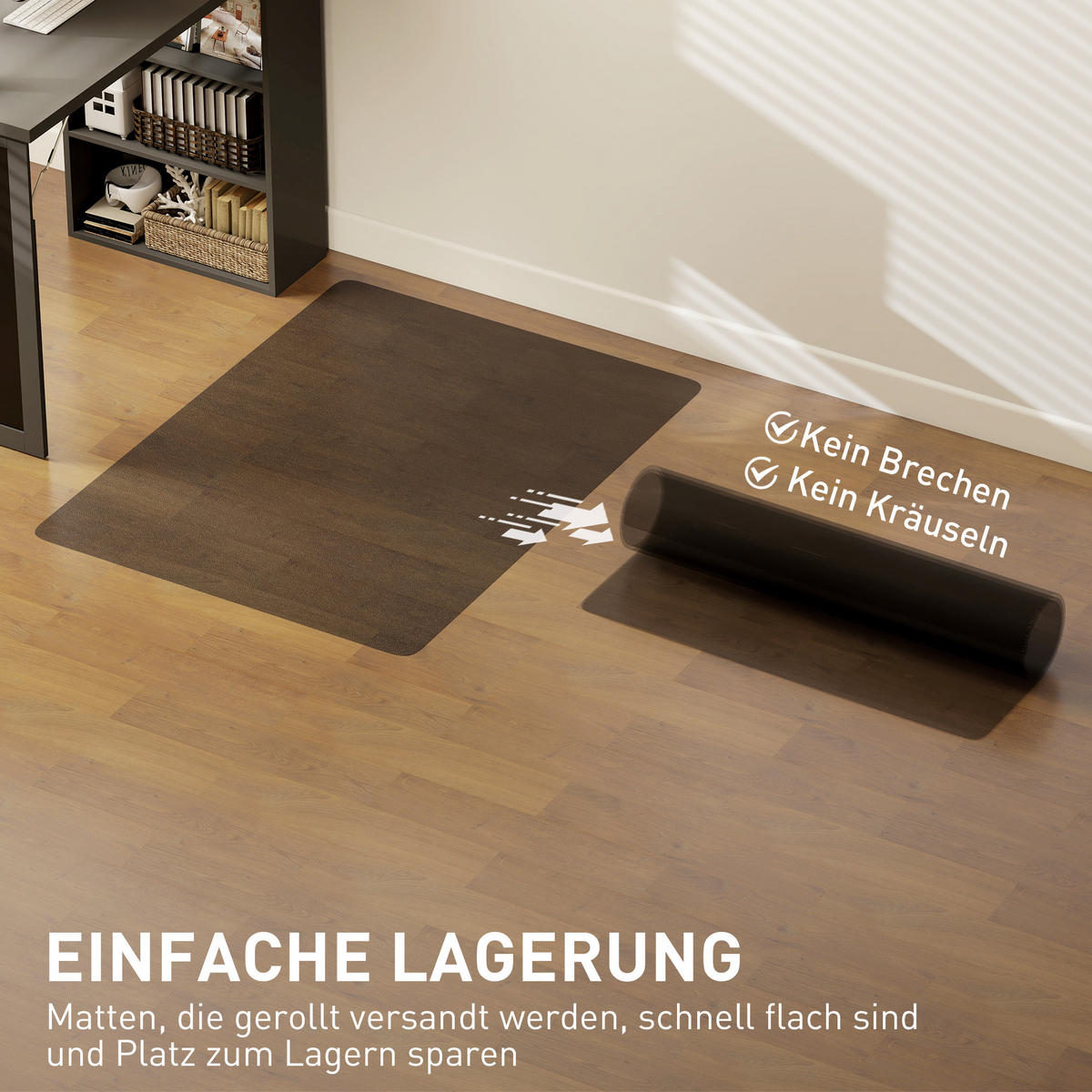 BODENSCHUTZMATTE 90 x 120 cm Bürostuhl Unterlage in Transparent für Hartböden - Schwarz, Kunststoff (90/1/120cm) - HOMCOM