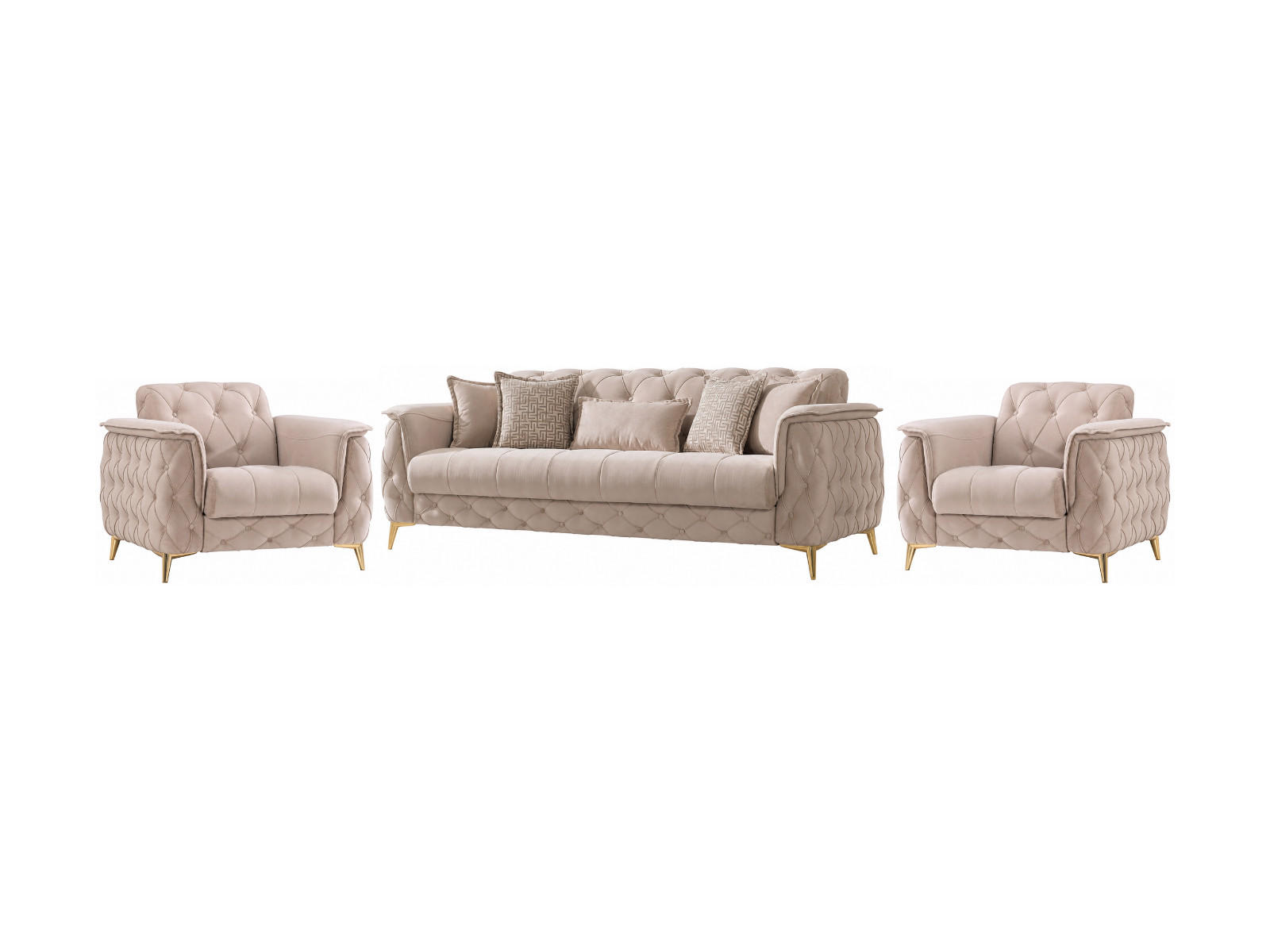 SITZGARNITUR Sucre, Beige Stellvariante 3+1+1 - Beige, Holzwerkstoff/Kunststoff (240/80/100cm)