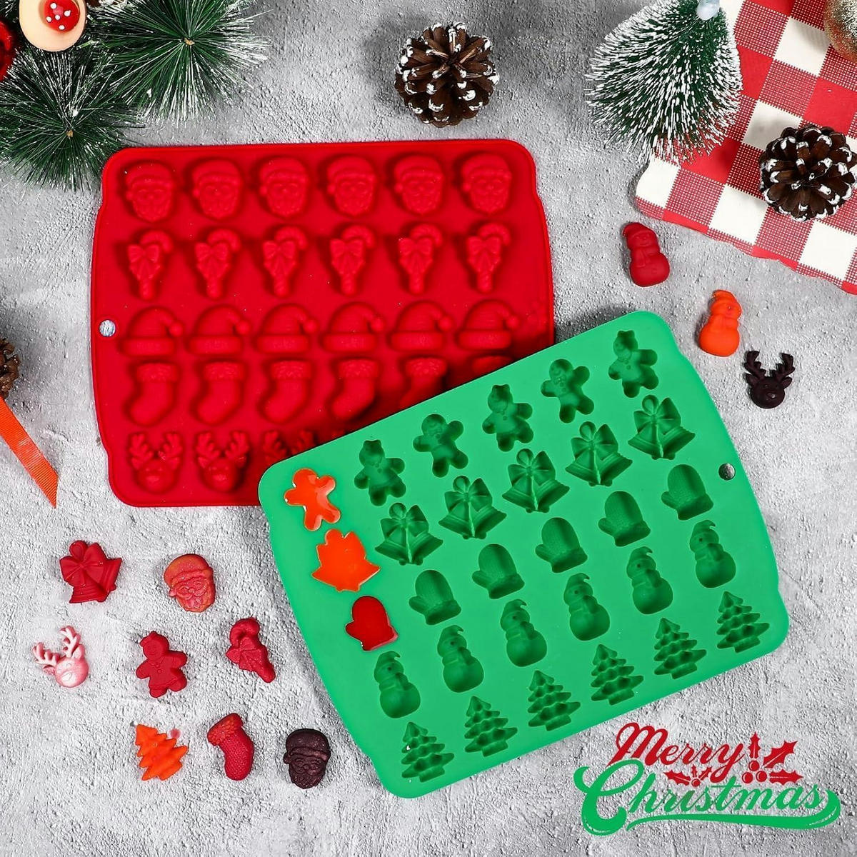 PRALINENFORM Weihnachten Silikon 2 Stück - Multicolor, Kunststoff