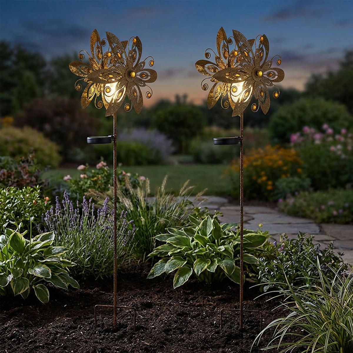 2X LED AUSSENLEUCHTE Metall Rostbraun - Braun, Glas (32/17.5/124cm) - Globo Lighting
