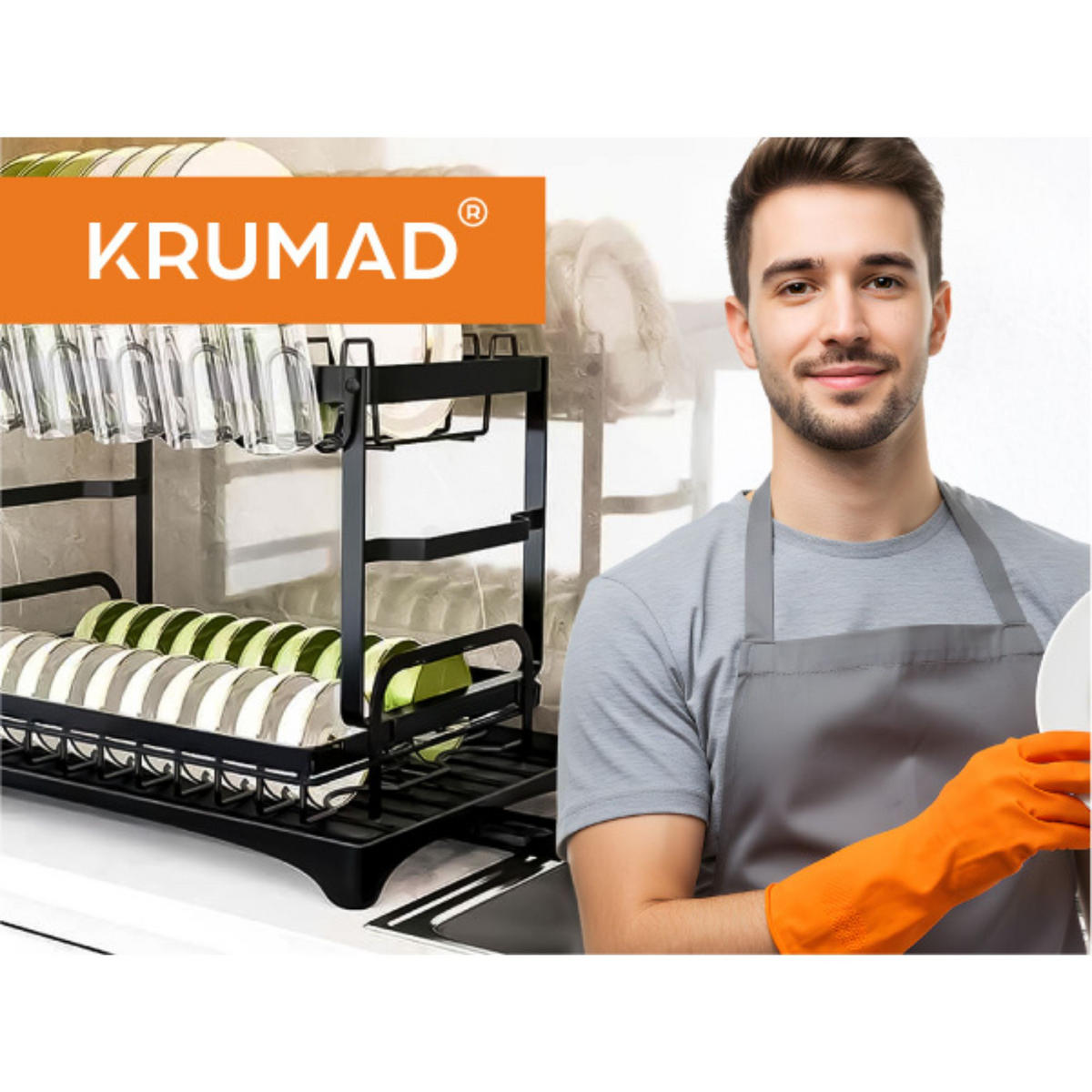 GESCHIRRABTROPFKORB - Schwarz, Kunststoff (30/30/42cm) - KRUMAD