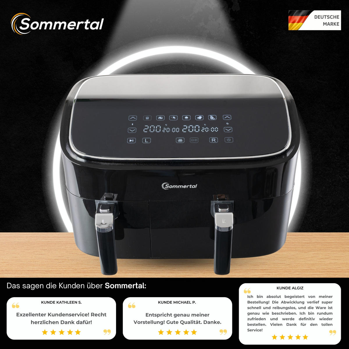 HEISSLUFTFRITTEUSE HF DUAL 900 - Schwarz, Kunststoff (42/31/37cm) - Sommertal