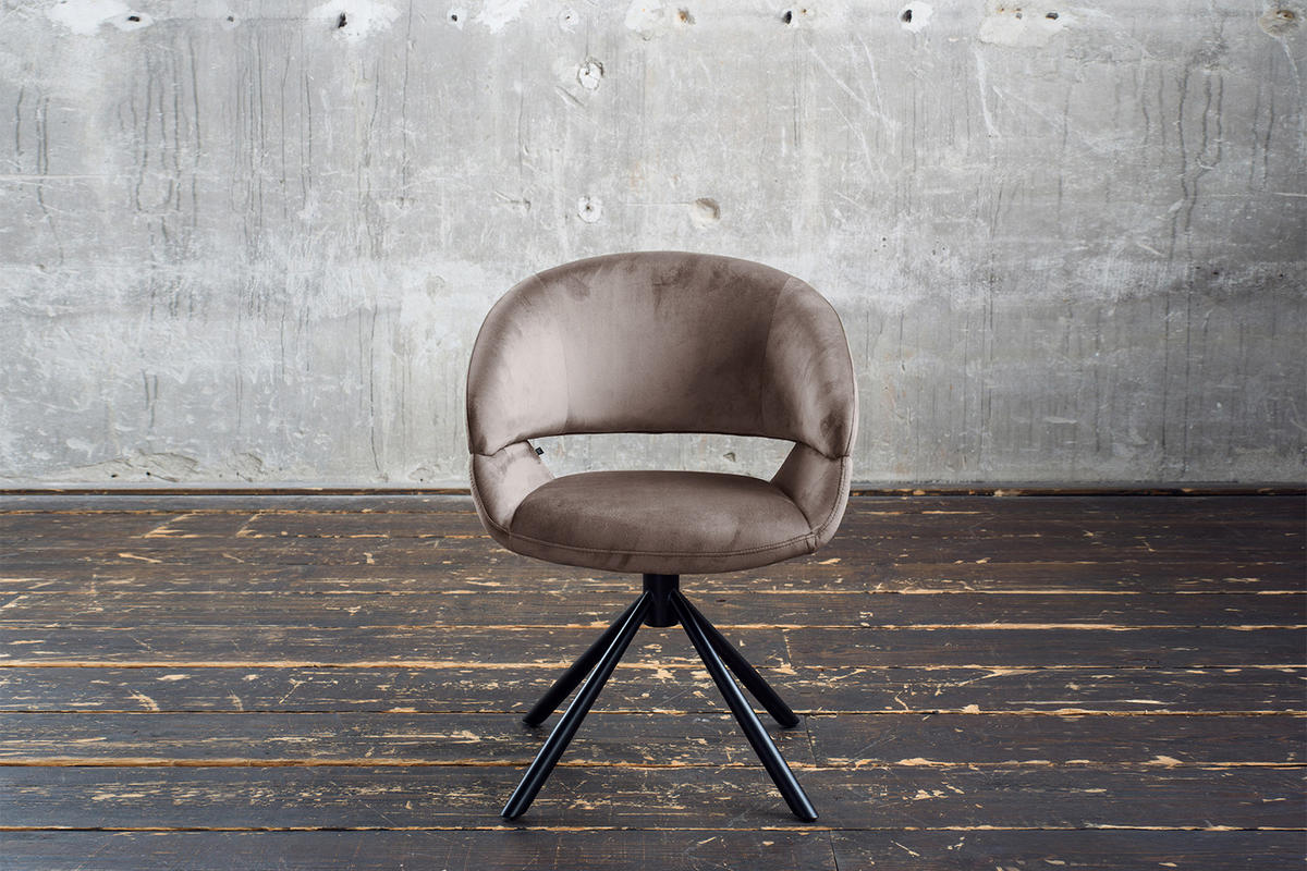 ESSZIMMERSTUHL LARA Taupe Velvet - Taupe/Schwarz, Kunststoff/Textil (61/82/62cm) - KAWOLA