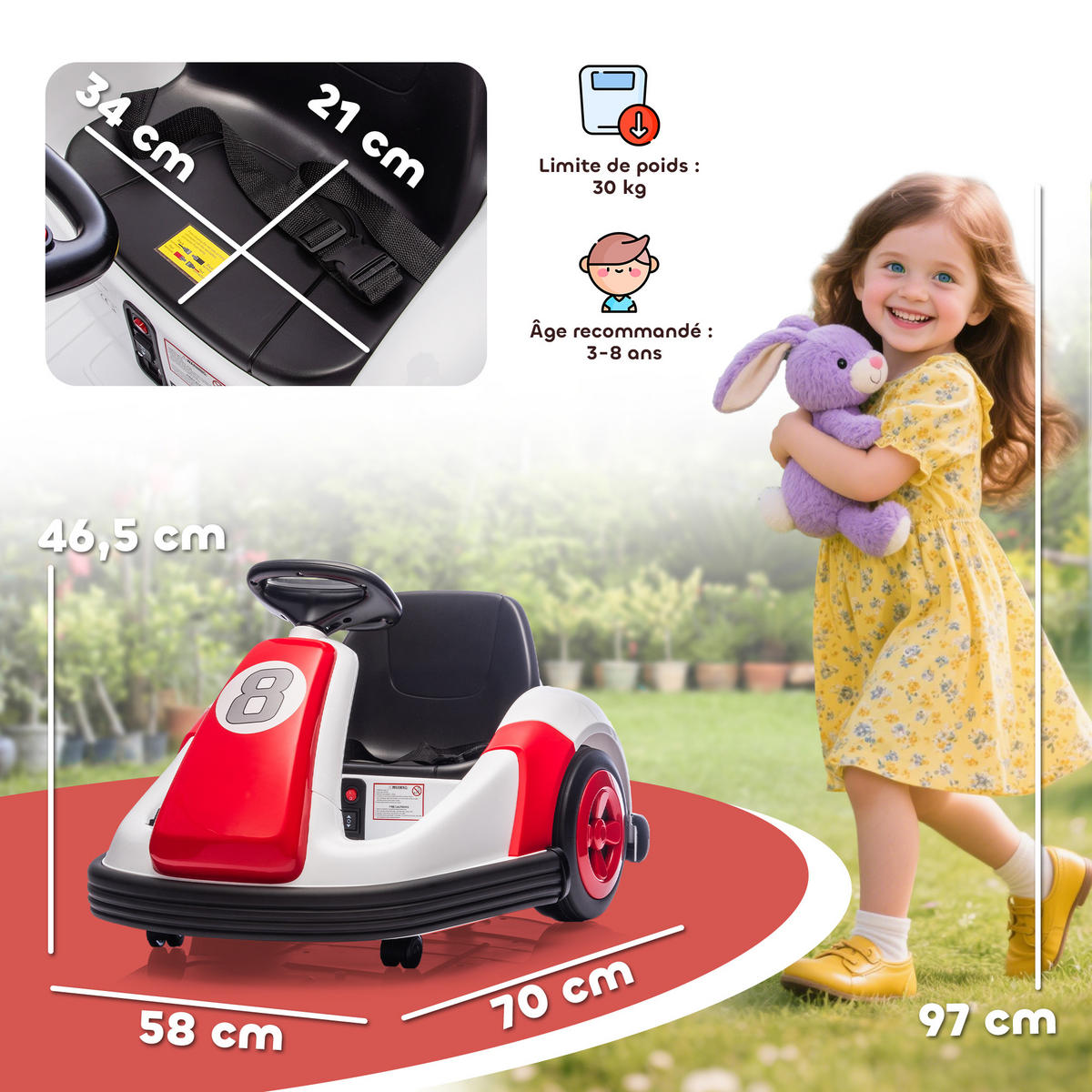 KINDER-AUTOSCOOTER DE-13168 360° Drehung Rot - Rot, Metall (70/58/46.5cm) - ComfortXL