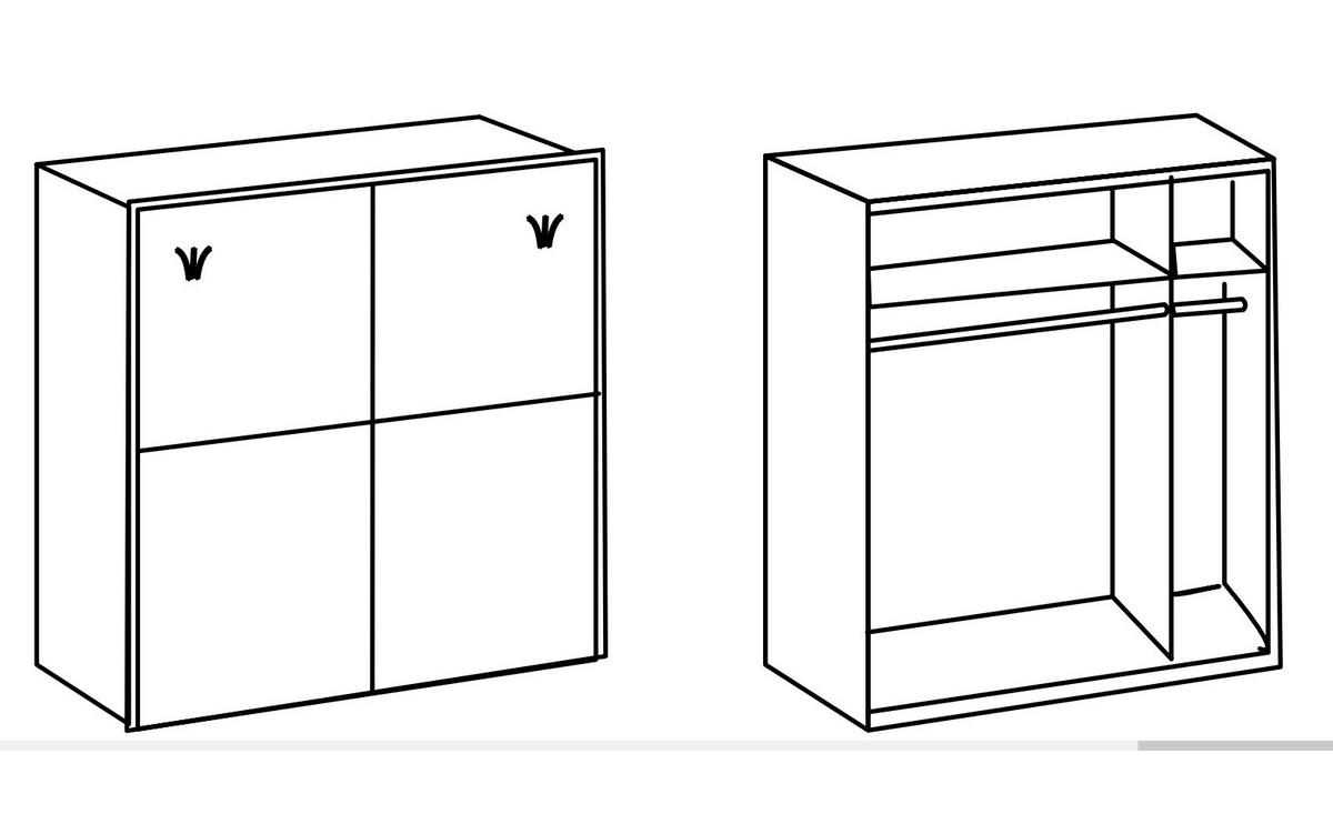 SCHWEBETÜRENSCHRANK Cindy in Weiß und Rosa - mit Krönchenapplikationen - Weiß, Holzwerkstoff (139/200/65cm)