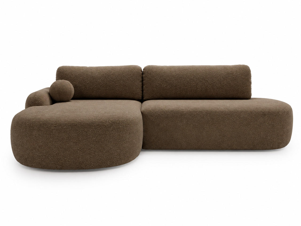 ECKSOFA Aurio O Bouclé-Stoff Braun Links - Braun, Holz/Textil (271/177cm) - Graingold