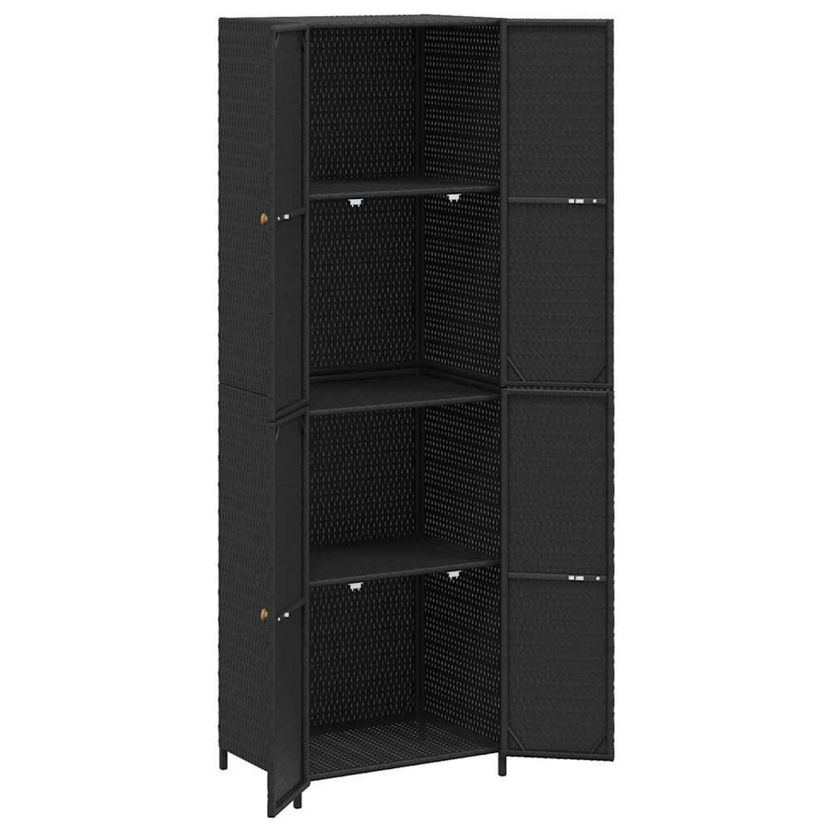 GARTENSCHRANK Schwarz 59/40/180 Cm Poly Rattan - Schwarz, Holzwerkstoff (40/180/59cm) - vidaXL
