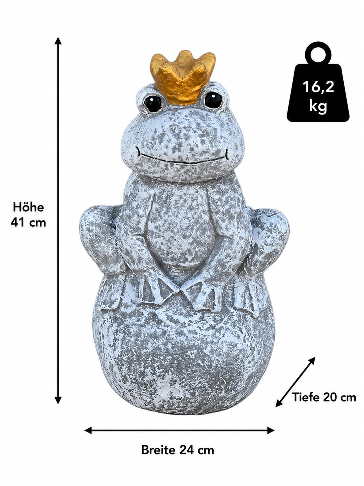 STEINFIGUR Froschkönig auf Kugel aus Steinguss frostfest wetterfest - Grau, Stein (24/41/20cm) - stoneandstyle