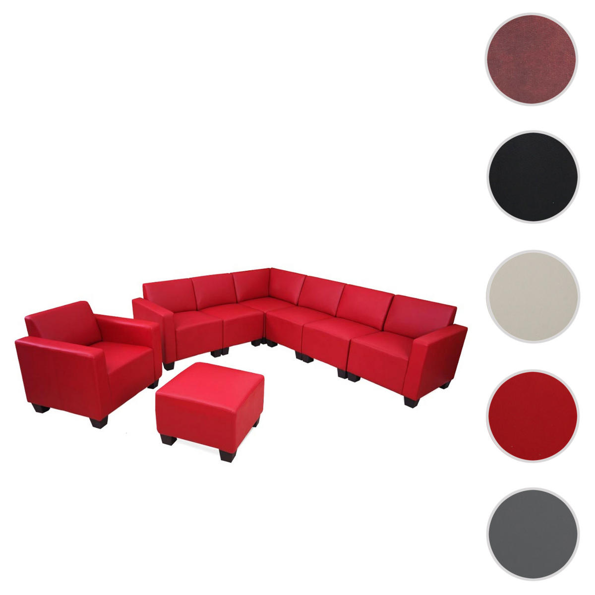 COUCH-GARNITUR Rot - Rot, Textil (288/76/216cm) - MCW