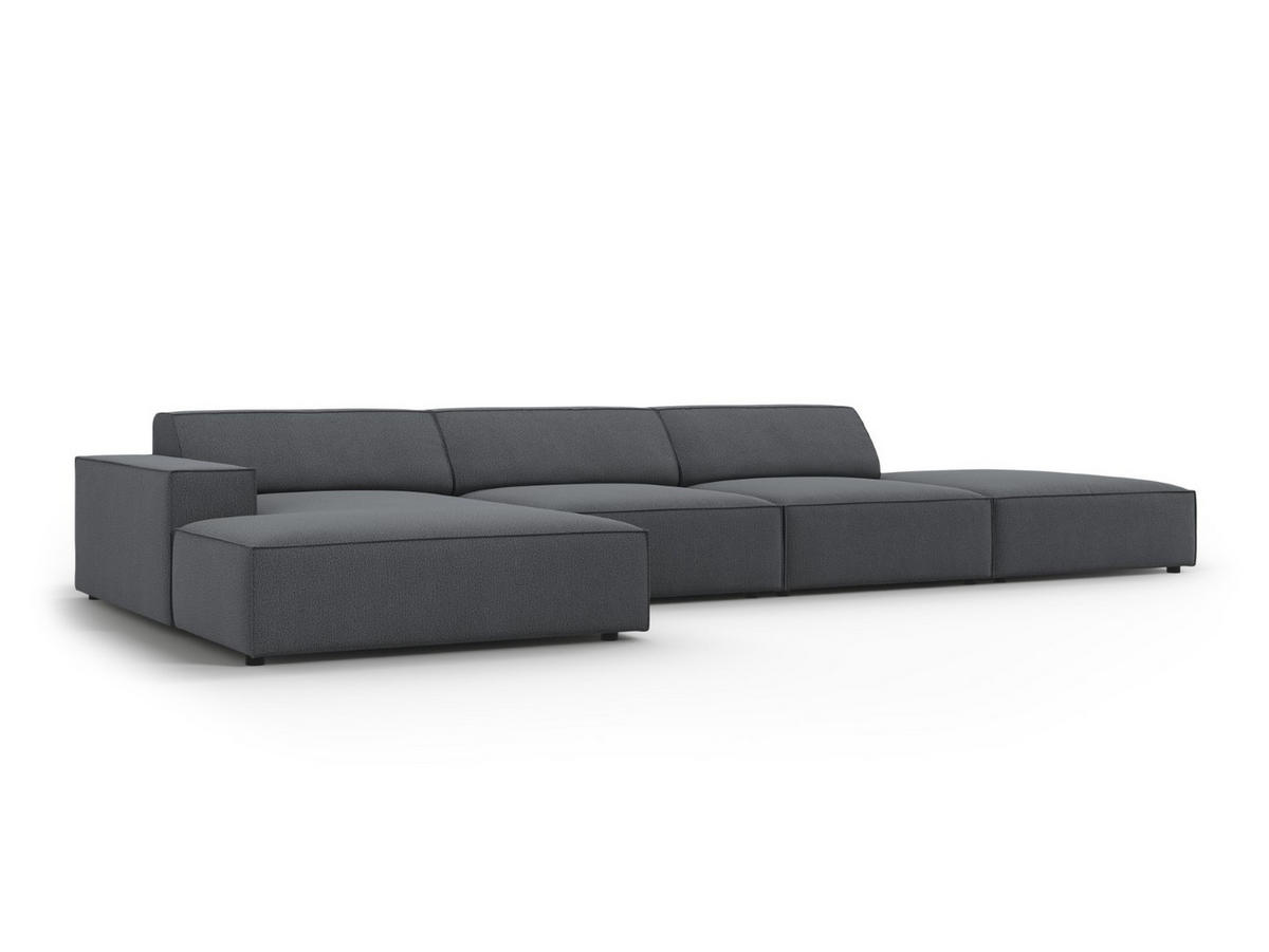 ECKSOFA links Jodie aus strukturiertem Stoff dunkelgrau 5 Sitzplätze - Dunkelgrau, Textil (166/341cm) - Micadoni