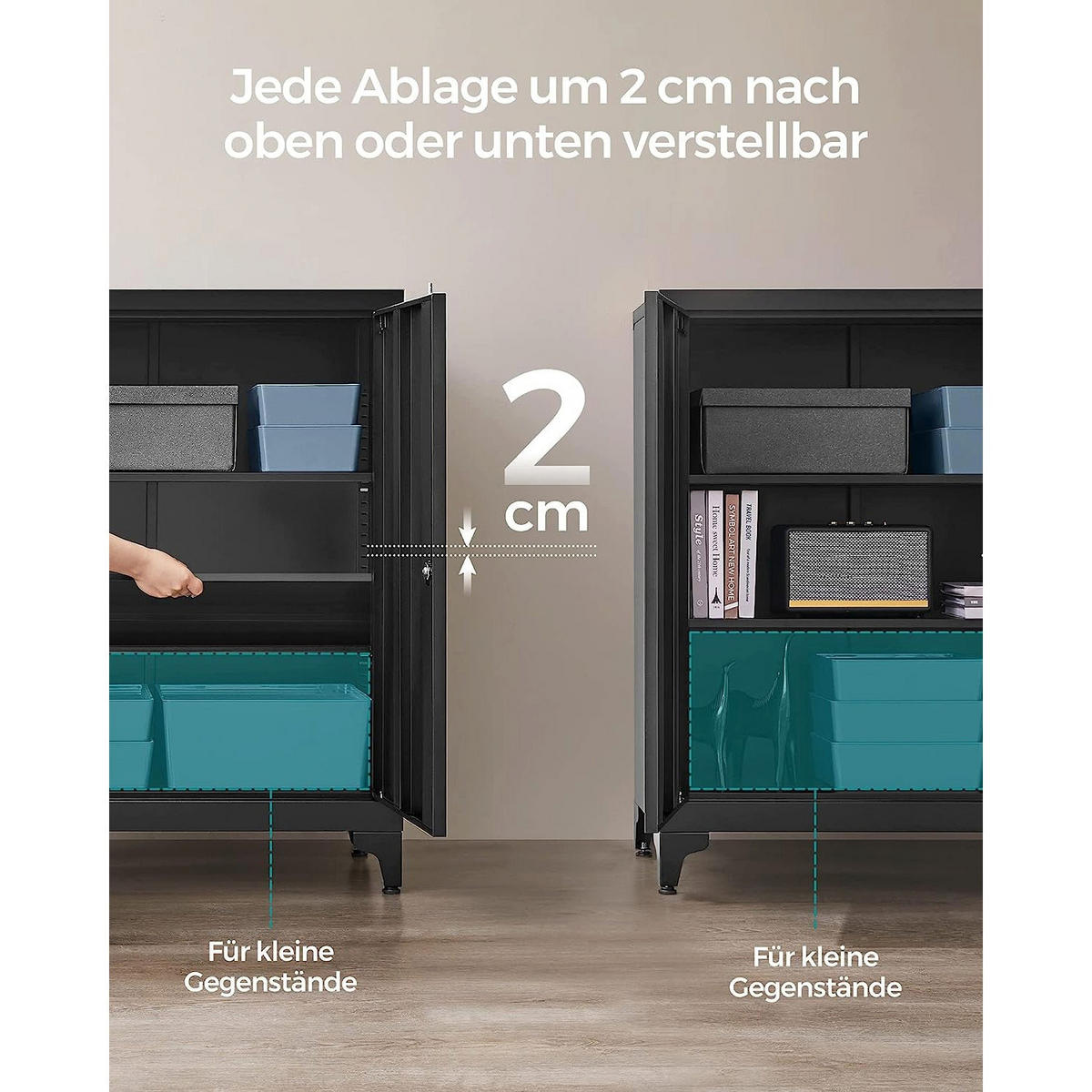 AKTENSCHRANK TBILISI - Schwarz, Metall (80/90/40cm) - Hansiro