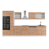 KÜCHENZEILE R-Line Sonoma/Weiß 350 cm mit Hochschrank, AP Eiche - Weiß/Sonoma Eiche, Holzwerkstoff (350/81.6/60cm) - Vicco