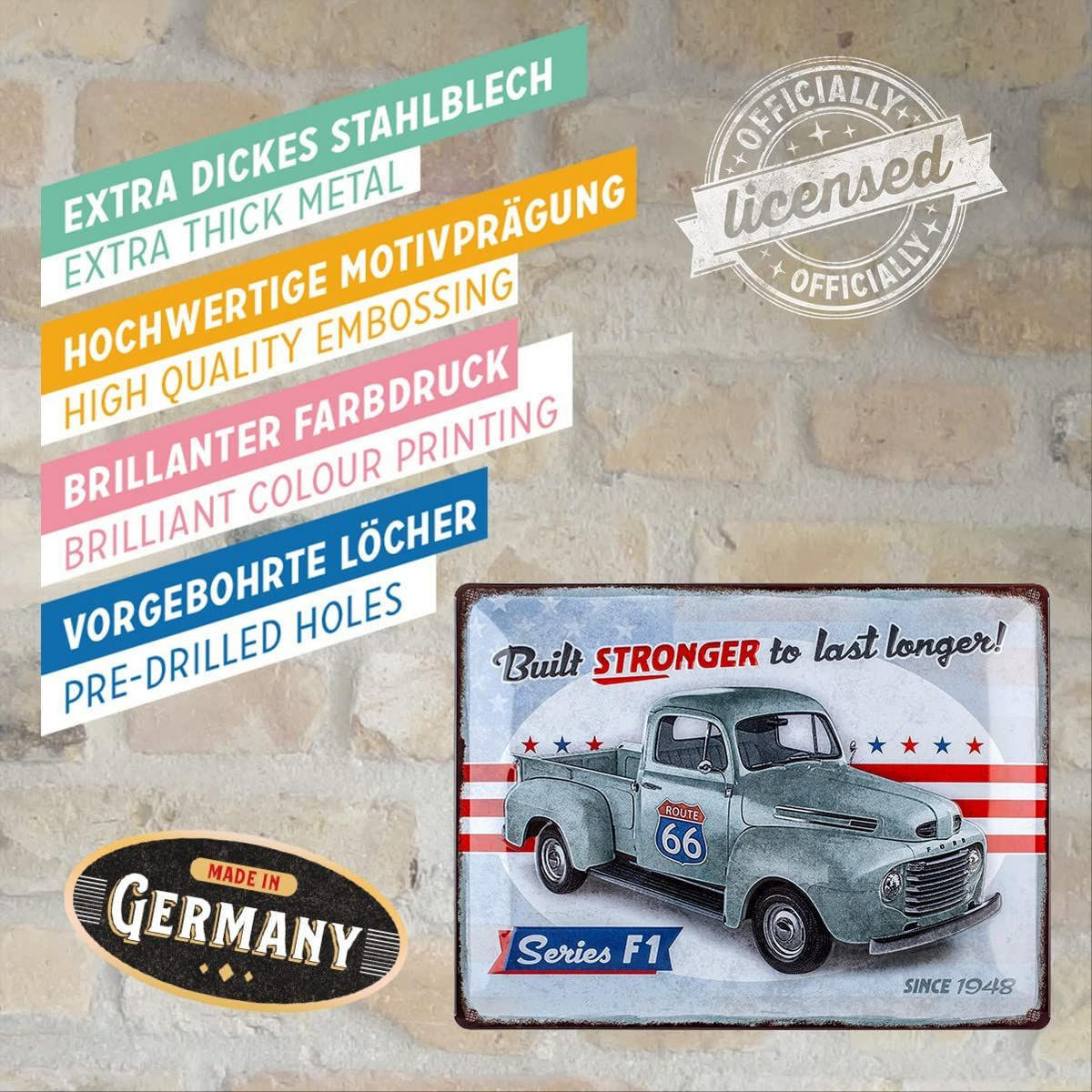 BLECHSCHILD 30/40 cm Ford F1 Series - Multicolor, Metall (40/30/0.2cm) - Nostalgic-Art