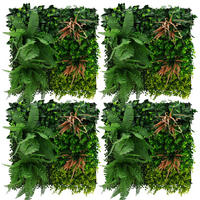 KÜNSTLICHE PFLANZENWAND 4er Set 50x50 cm Kunstpflanzen Wand Innen Aussen Grün Tropical Mix - Waldgrün/Kupferfarben, Kunststoff (50/50/10cm) - ECD-Germany