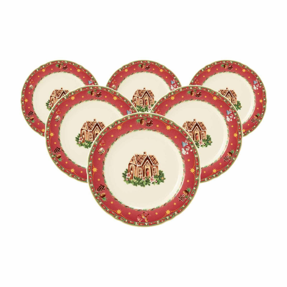 FRÜHSTÜCKSTELLER Marieluise Weihnachtsnostalgie creme ø 20 cm 6er Set - Creme, Keramik (20.1cm) - Seltmann Weiden