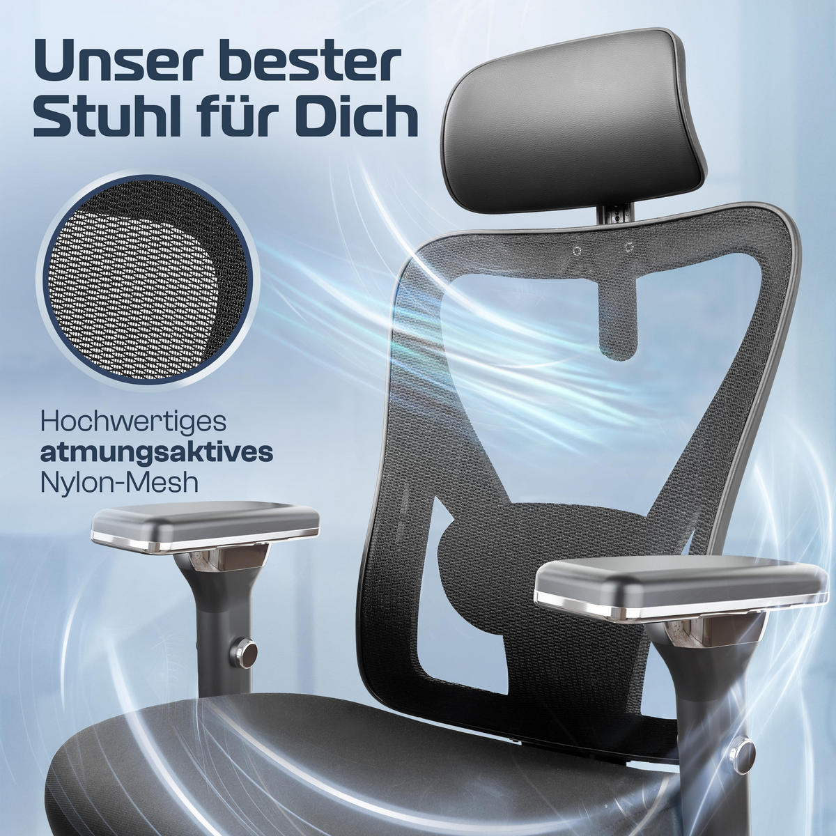 Bürostuhl CleverSeat Schwarz - Silberfarben/Schwarz, Kunststoff/Textil (70/134/70cm) - Clouvou