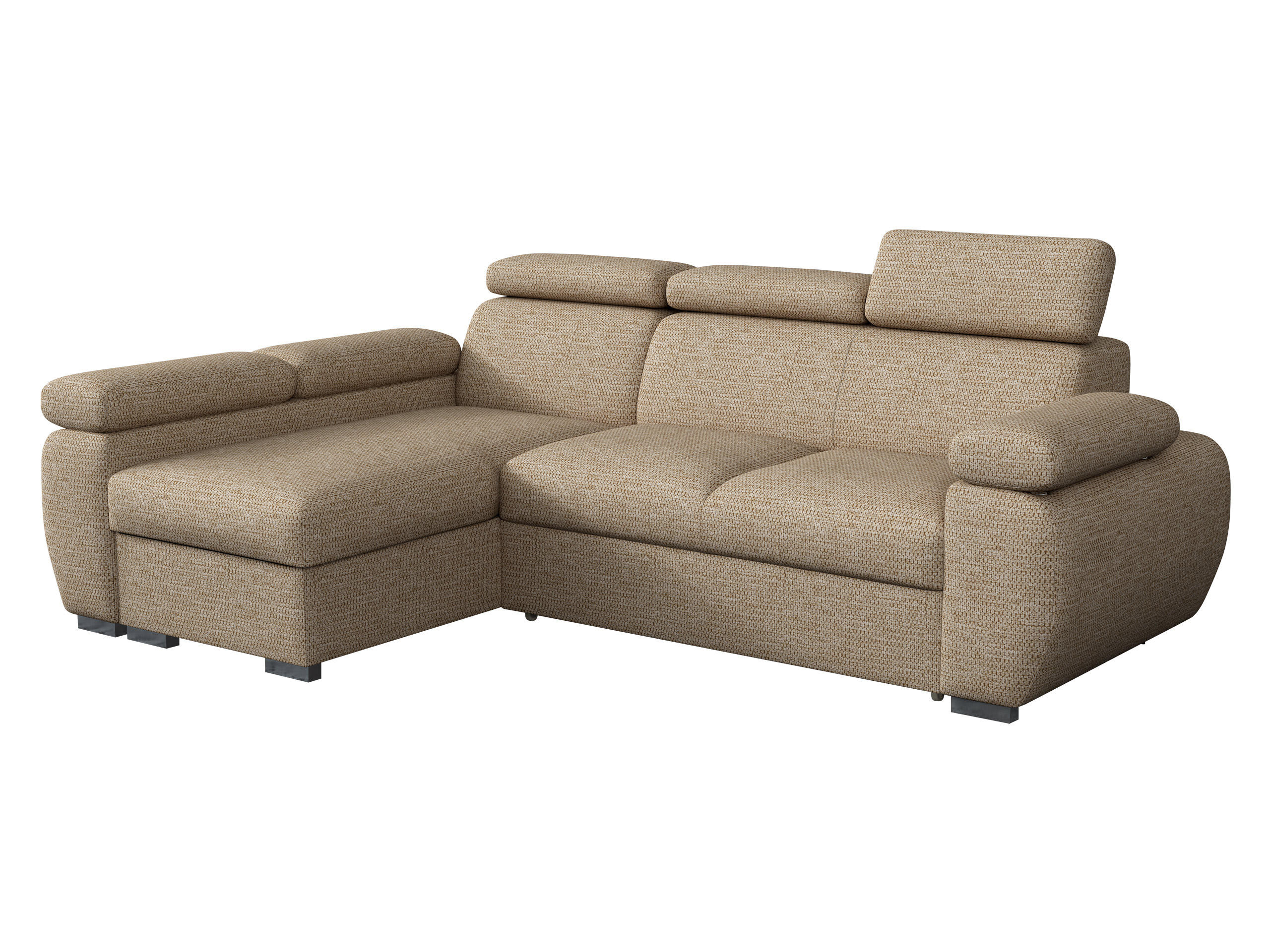 ECKSOFA Boston Mini, Seite: Links - LC+2R - Chromfarben/Beige, Holz/Textil (255/170cm) - MIRJAN24