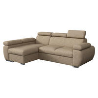 ECKSOFA Boston Mini, Seite: Links - LC+2R - Chromfarben/Beige, Holz/Textil (255/170cm) - MIRJAN24