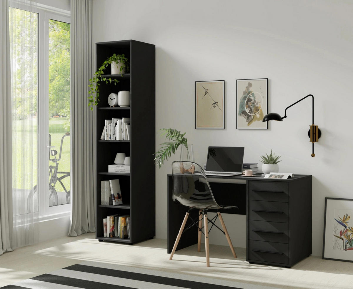 REGAL Schwarz Matt - 45 cm - Modena - Schwarz, Holzwerkstoff (45/206/45cm) - Ravio