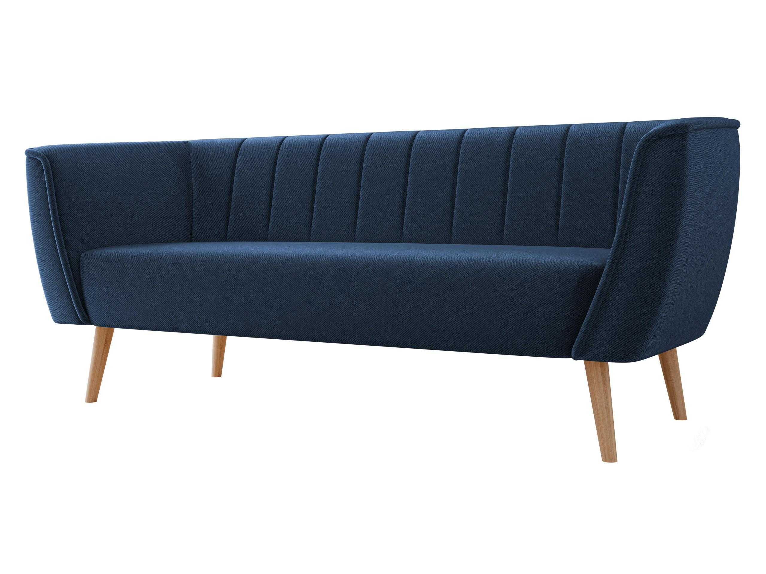 SOFA Pas 3 - Naturfarben/Dunkelblau, Holz/Textil (182/75/74cm) - MIRJAN24