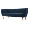 SOFA Pas 3 - Naturfarben/Dunkelblau, Holz/Textil (182/75/74cm) - MIRJAN24