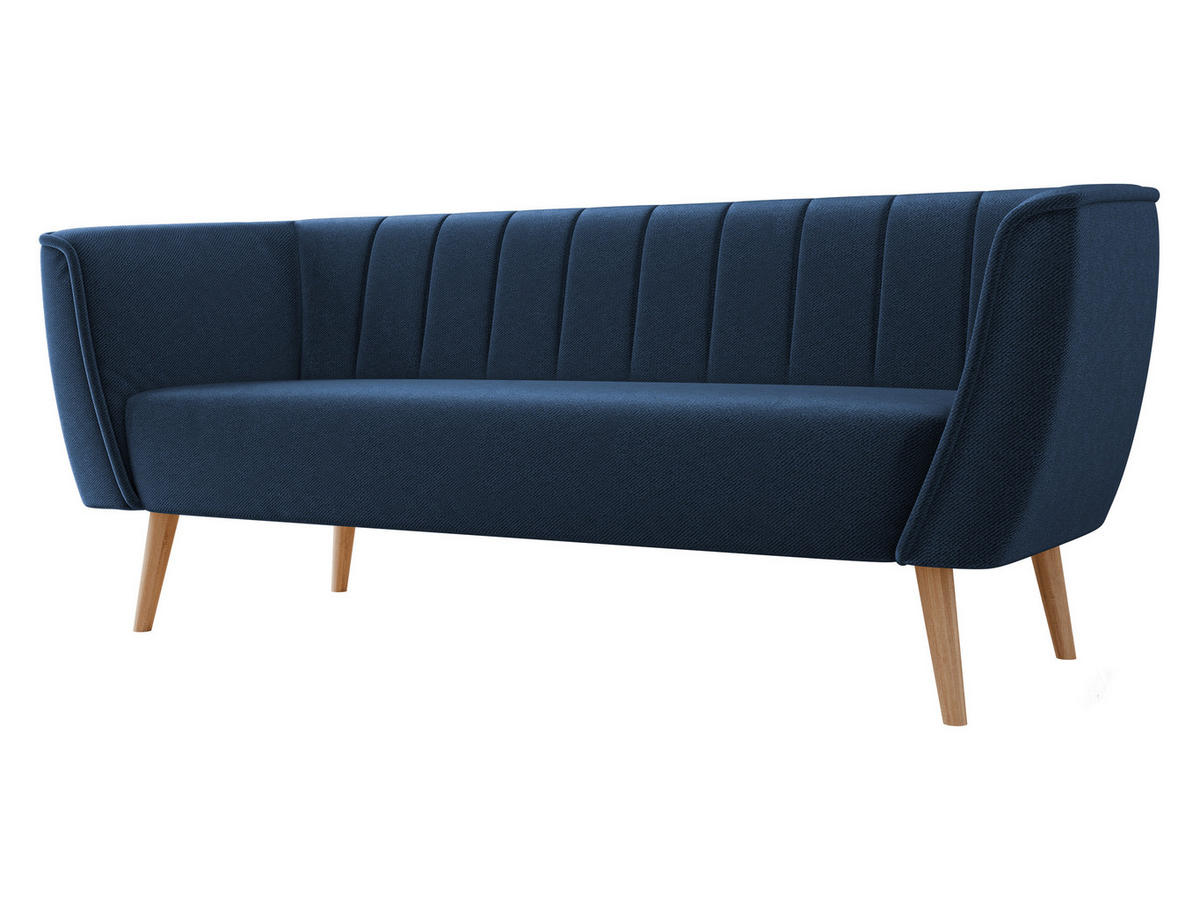 SOFA Pas 3 - Naturfarben/Dunkelblau, Holz/Textil (182/75/74cm) - MIRJAN24