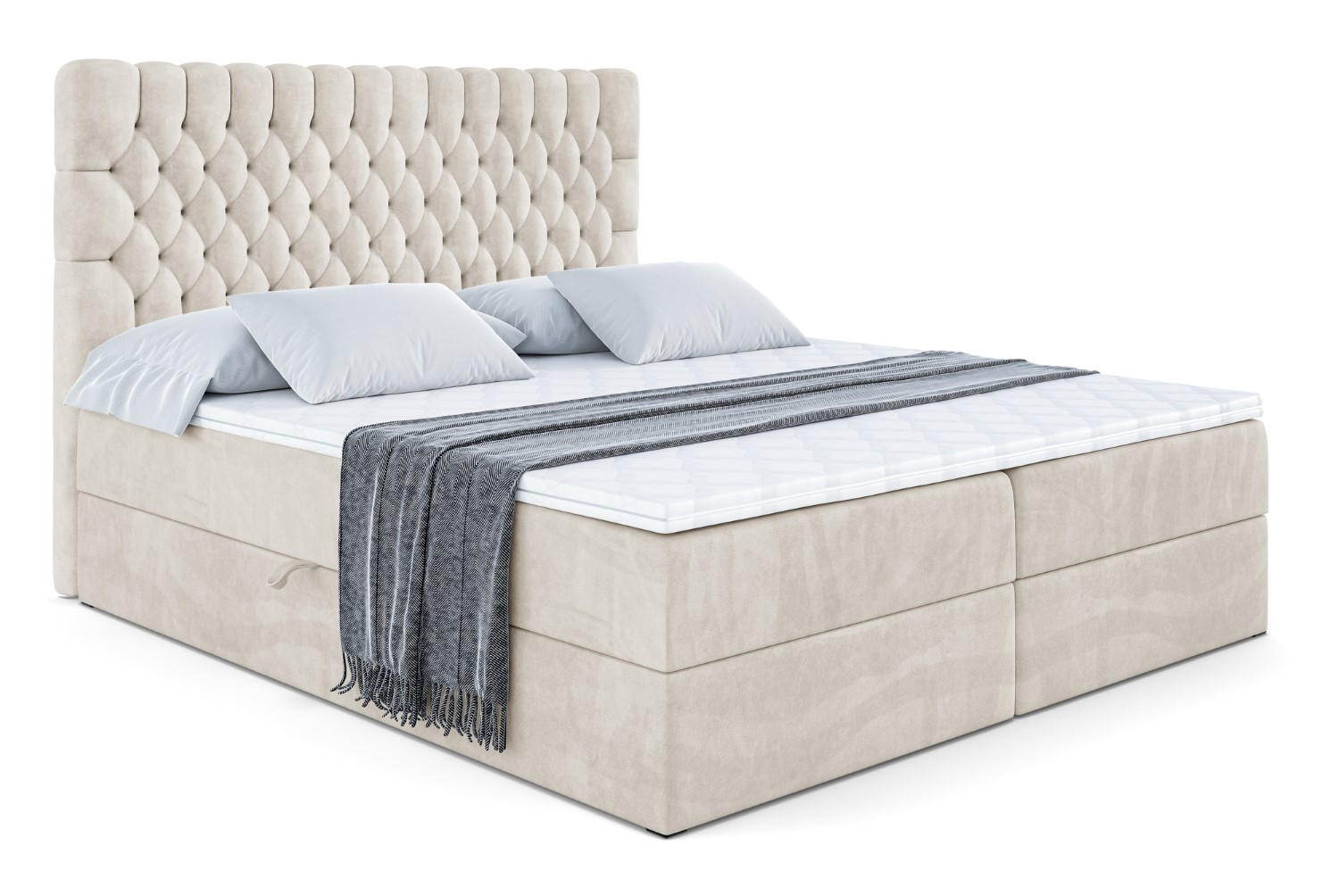 BOXBETT mit Matratze H4 und Lattenrost - SERENE - 120x200 - H4 - Creme - Creme, Holzwerkstoff (120/200cm) - ALTDECOR
