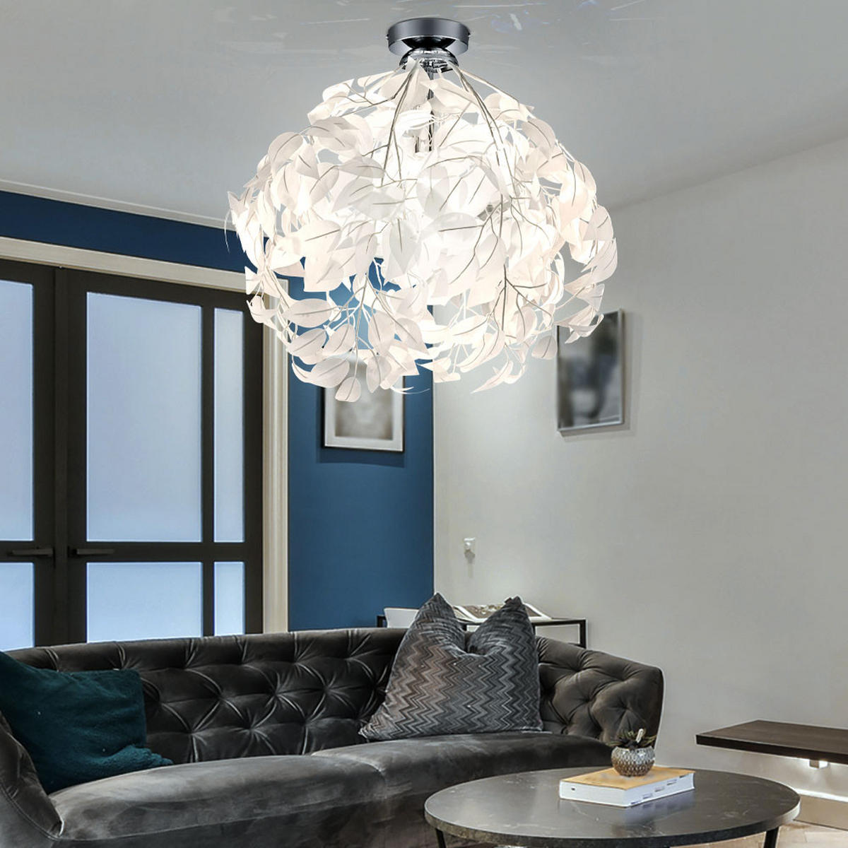 DECKENLEUCHTE Chrom Weiß - Weiß, Metall (38/38/58cm)