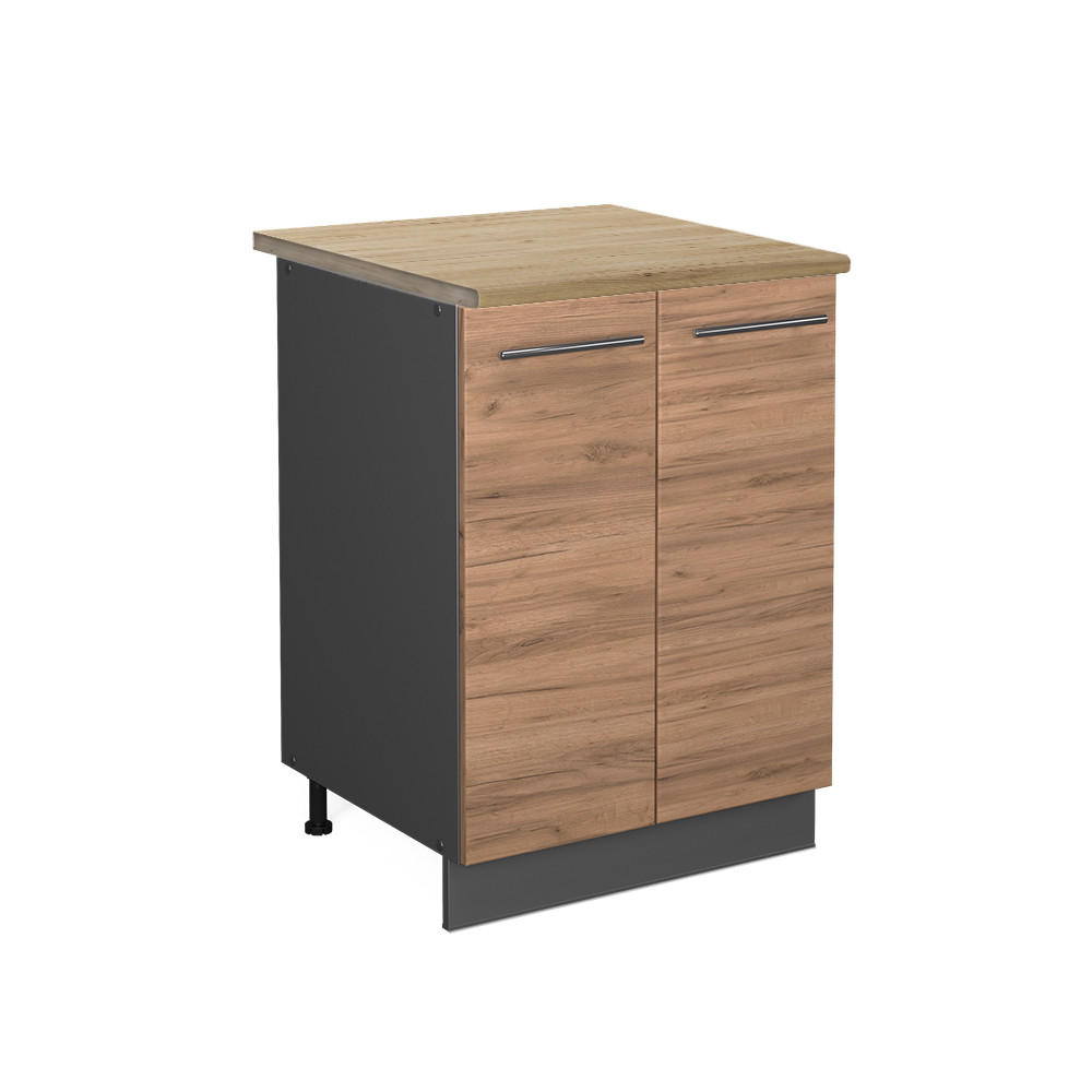 KÜCHENUNTERSCHRANK Fame-Line Goldkraft Eiche 60 cm, AP Eiche - Honigeiche/Anthrazit, Holzwerkstoff (60/82/60cm) - Vicco