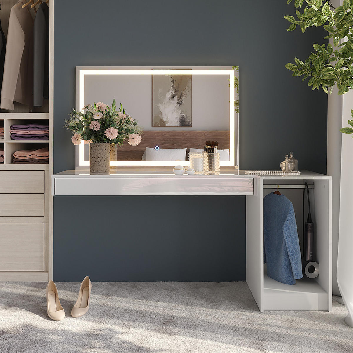 TOALETNÍ STOLEK Sherry Bílá - bílá, kompozitní dřevo (120/12/40.1cm) - Vicco