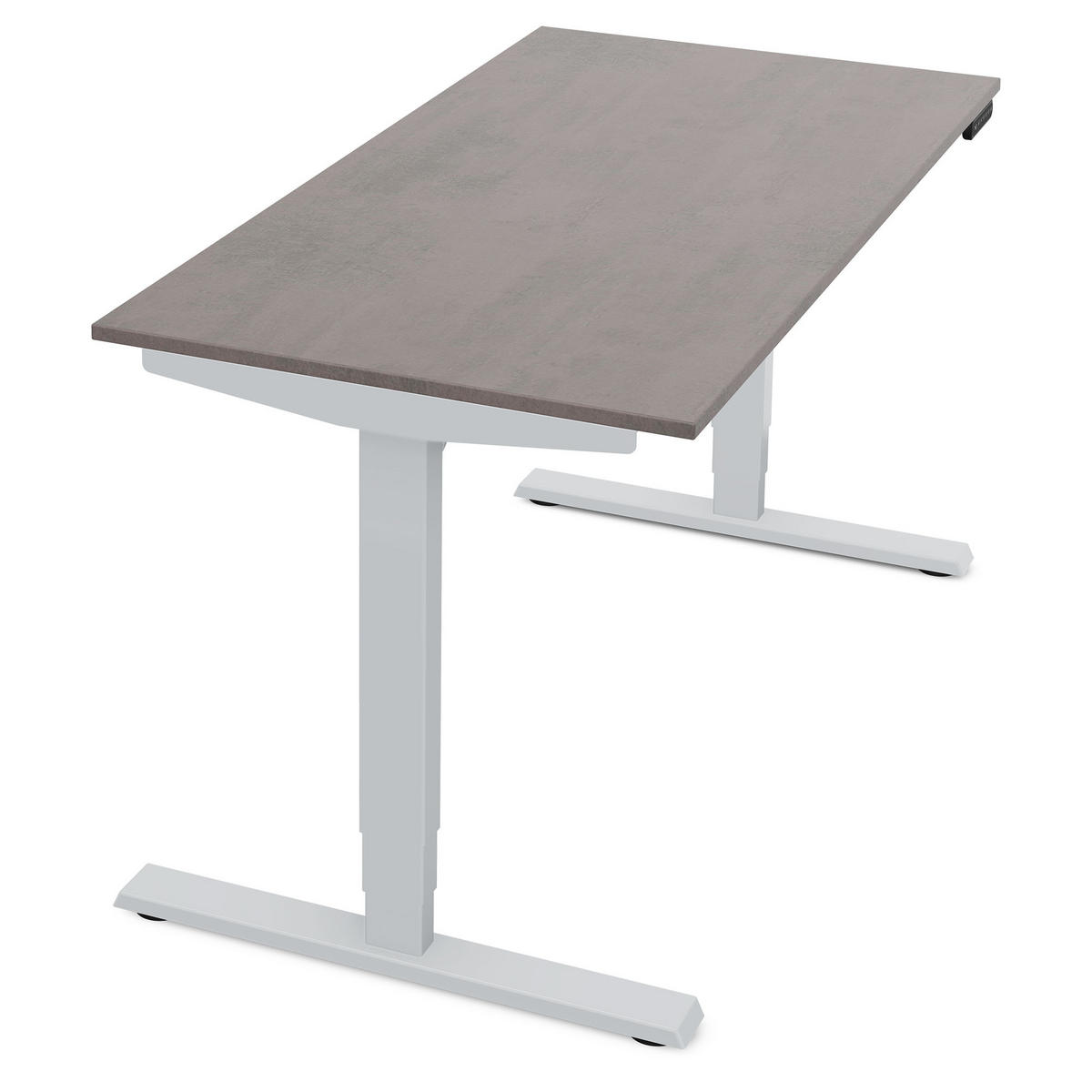 SCHREIBTISCH Elektrisch höhenverstellbarer Schreibtisch Y-Line Sichtbeton Anthrazit Weißaluminium 140/70/62-127cm - Schieferfarben/Weiß Hochglanz, Holzwerkstoff/Metall (70/140/127cm) - ASSMANN