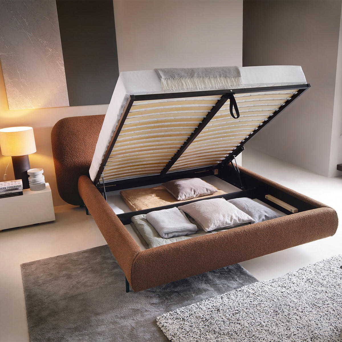 BETT 180/200 Tobias Ziegel - Orange, Holz (180/200cm) - Petits-meubles