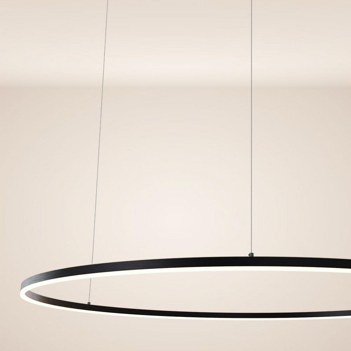 LED-HÄNGELAMPE Ring Schwarz Ø 120cm - Schwarz, Metall (120/1.3/3.3cm) - s.luce