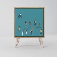 SIDEBOARD COLLECTIVE STREAM, Eichefarben, 57,5x42x77,5 cm, Schräge Buchenholzfüße - Eichefarben/Buchefarben, Holzwerkstoff/Buchenholz (57.5/77.5/42cm) - SpaceRebels