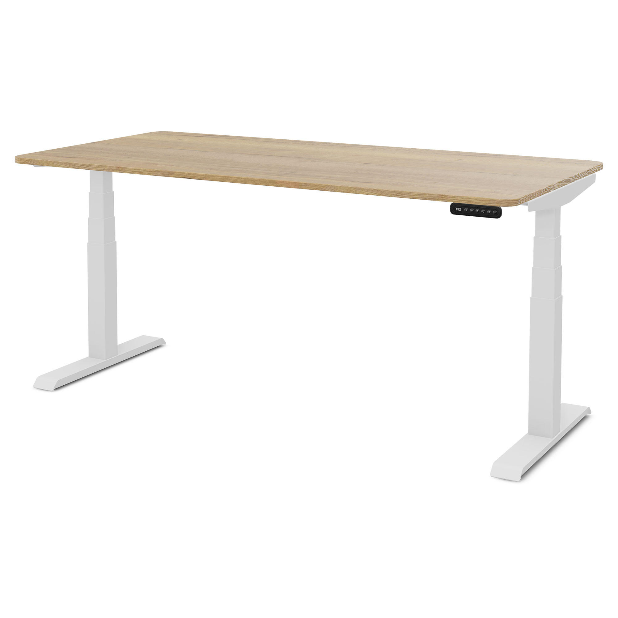 SCHREIBTISCH Elektrisch Höhenverstellbarer Familien Schreibtisch Pitino Curved Eiche Natura Signalweiß 160/80/52.5-121cm - Weiß/Eiche Artisan, Holzwerkstoff/Metall (80/160/121cm) - ASSMANN