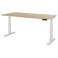 SCHREIBTISCH Elektrisch Höhenverstellbarer Familien Schreibtisch Pitino Curved Eiche Natura Signalweiß 160/70/52.5-121cm - Weiß/Eiche Artisan, Holzwerkstoff/Metall (70/160/121cm) - ASSMANN