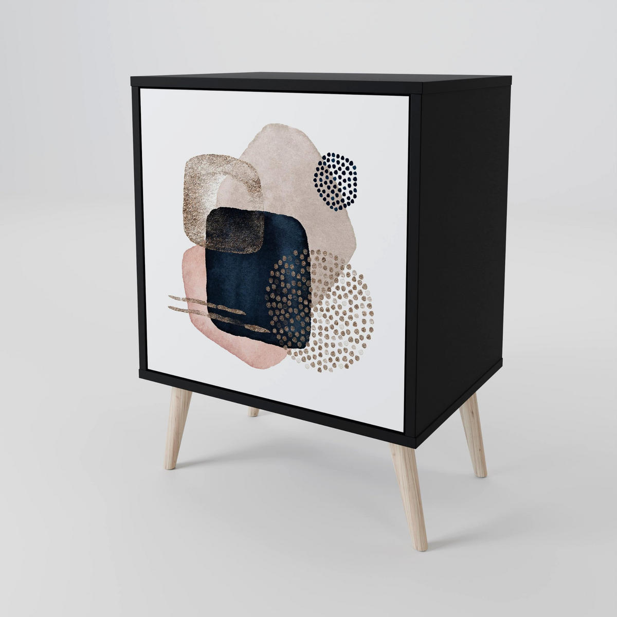 SIDEBOARD COLORFUL SHAPES, Schwarz, 57,5x42x67,5 cm, Schwarze Metall-Rahmenfüße - Multicolor/Schwarz, Holzwerkstoff/Metall (57.5/67.5/42cm) - SpaceRebels