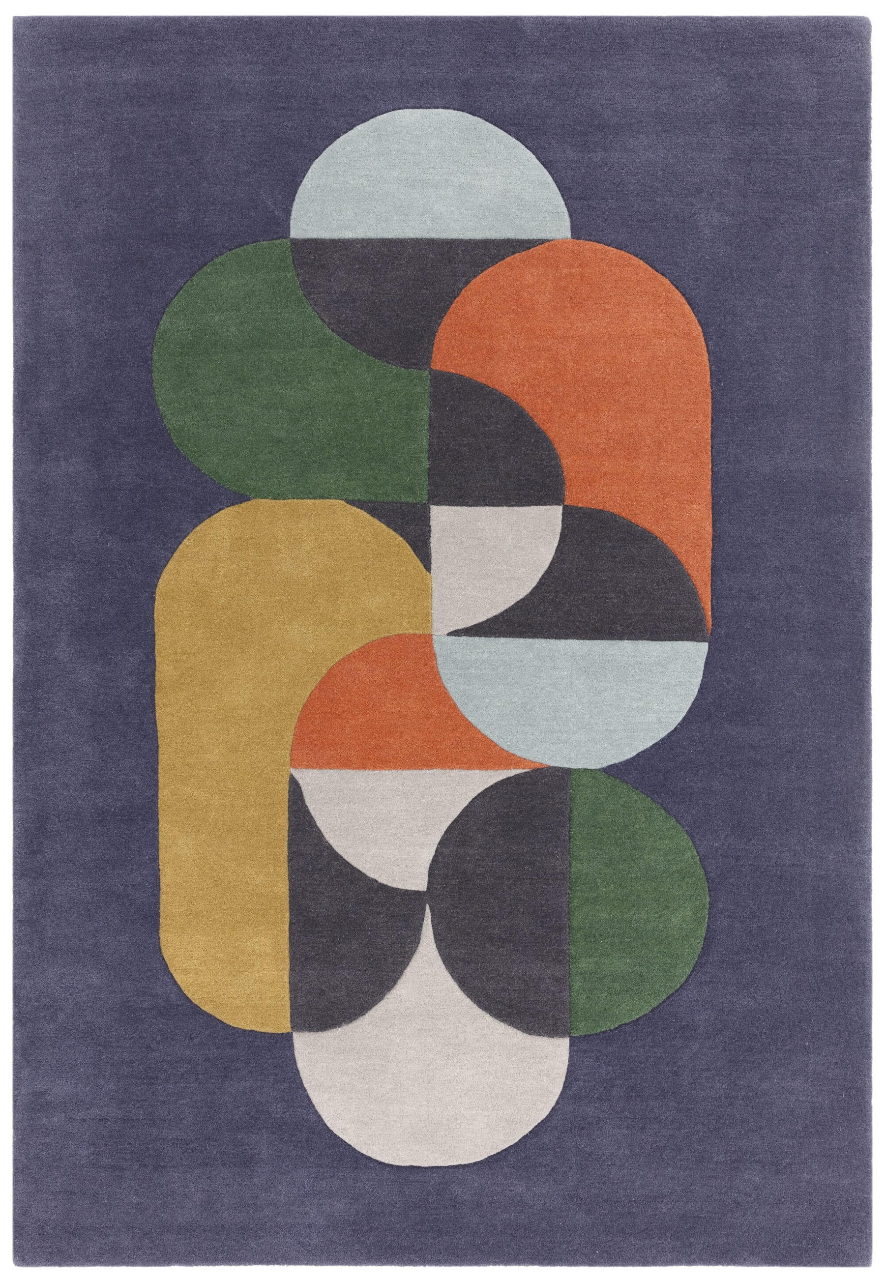 TEPPICH Schurwolle handgetuftet geometrisch HULL-Beverley, Dunkelblau 200x300 cm - Dunkelblau, Textil (200/300cm) - KADIMA DESIGN