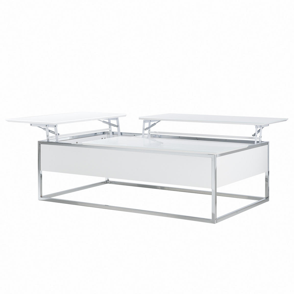 COUCHTISCH - Glas - Weiß / Chrom - Chromfarben/Weiß, Glas/Holzwerkstoff (80/130/40cm) - home24