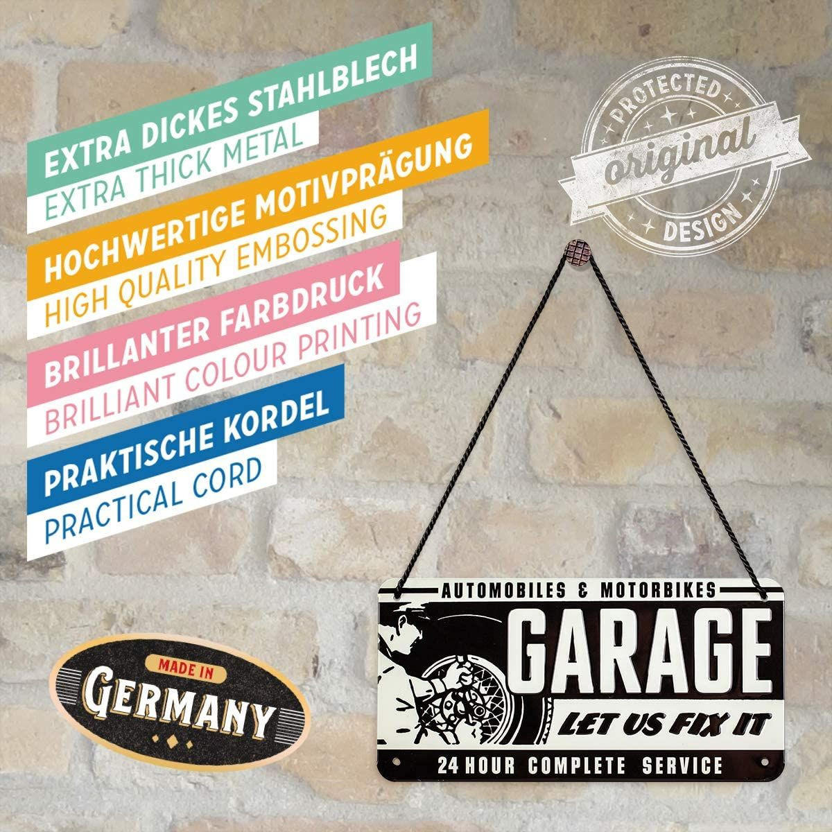 HÄNGESCHILD 10/20 cm Best Garage Garage - Multicolor, Metall (20/10/0.2cm) - Nostalgic-Art