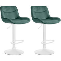 BARHOCKER 2er Set Samt grün - Weiß/Grün, Textil/Metall (49/85/51cm) - CLP
