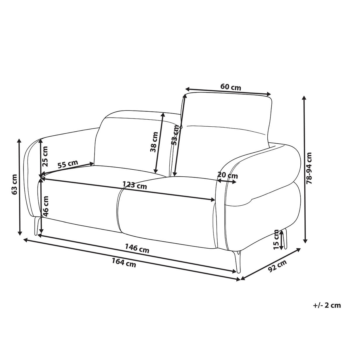 2-SITZER-SOFA Bouclé Cremeweiß Artuna - Creme, Textil (164/78/92cm) - Beliani