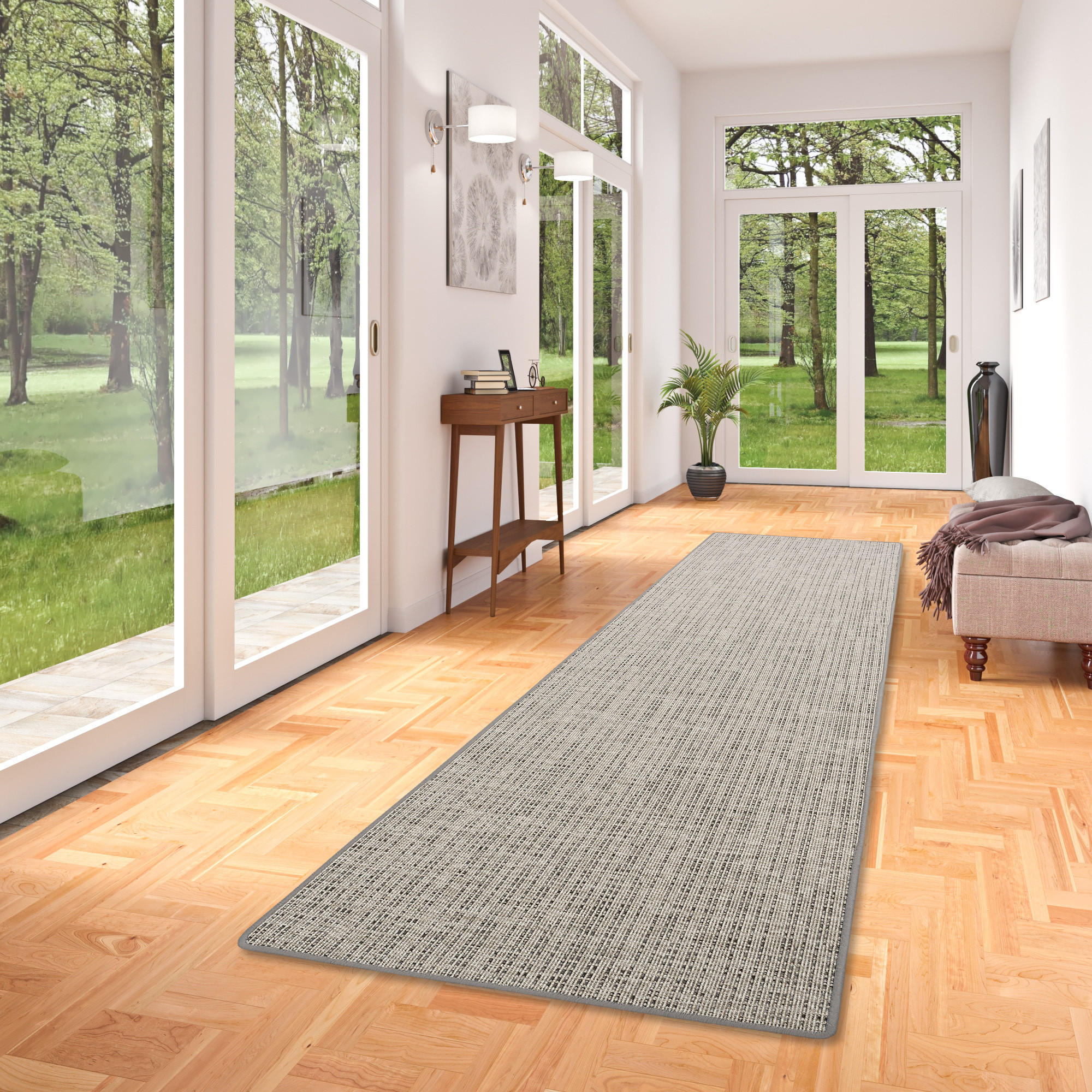 SISAL-OPTIK DESIGNER TEPPICH LÄUFER PURE MELIERT - Grau, Textil (80/320cm) - Snapstyle