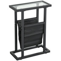 BEISTELLTISCH 40/18/55,5 cm Schwarz mit Glasplatte und Stofftasche - Schwarz, Glas (40/18/55.5cm) - OKWISH