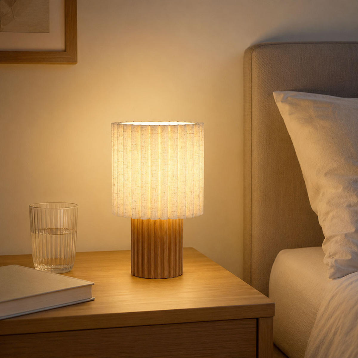 NACHTTISCHLAMPE JANNIE Holz Braun Retro - Braun, Holz (18/18/30cm) - Globo Lighting