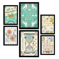 POSTER Set Mit 6 Drucken Von Live In Brilliant Groovy Style Postersammlung Dekorative Rahmen Für Ihr Zuhause Wandkunstdruck A3 & A4 Schwarzer Rahmen - Schwarz, Papier (29/3cm) - Nacnic