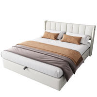 POLSTERBETT mit LED-Beleuchtung 140/190 cm mit Bettkasten und verstellbarem Kopfteil - Weiß, Kunststoff (140/190cm) - BEAOK