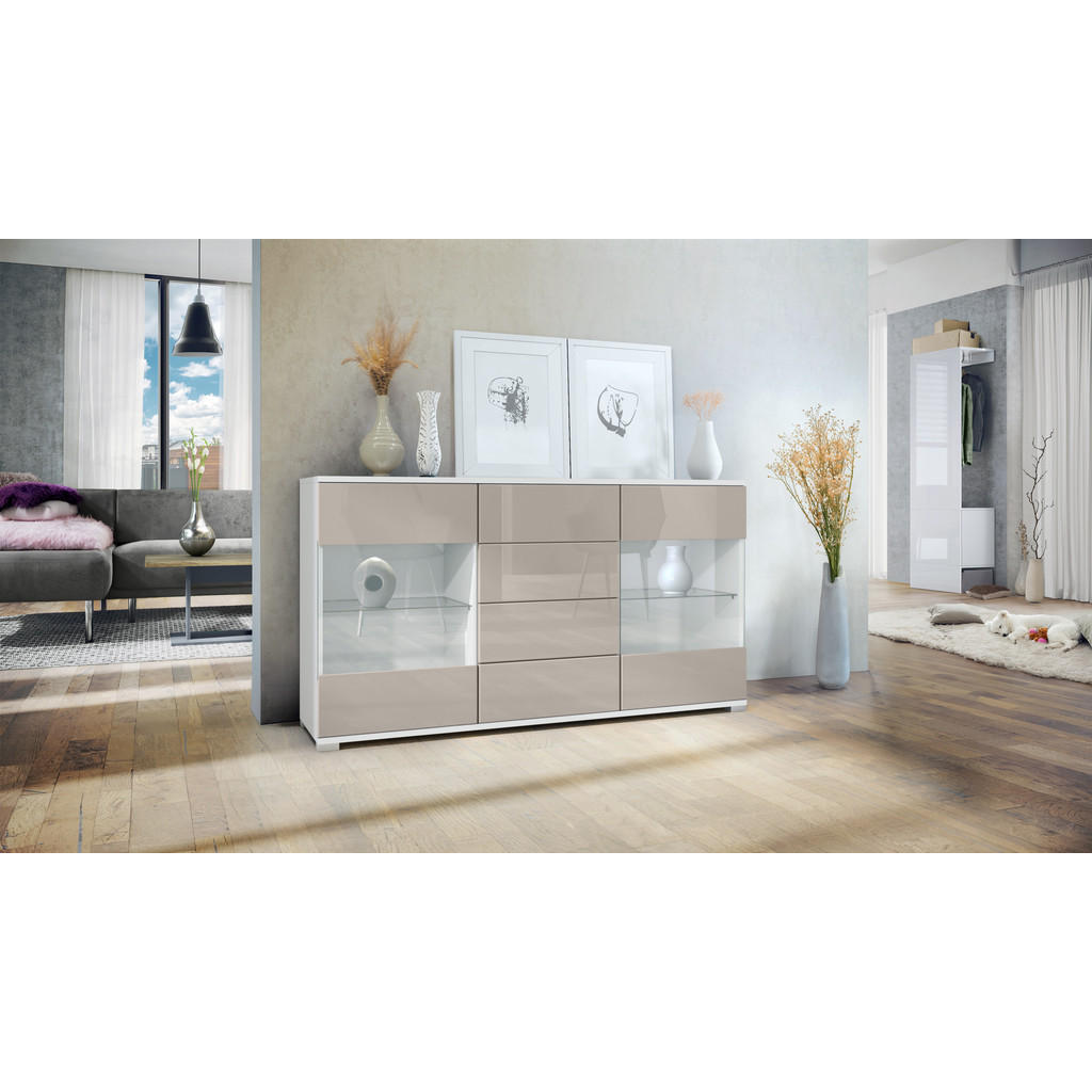 Thumbnail - Vladon Sideboard, Sand, Holzwerkstoff, 138.5x75.5x35 cm, Wohnzimmer, Kommoden & Sideboards, Sideboards